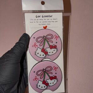 Hello Kitty Pink Car Coaster Set Of 2